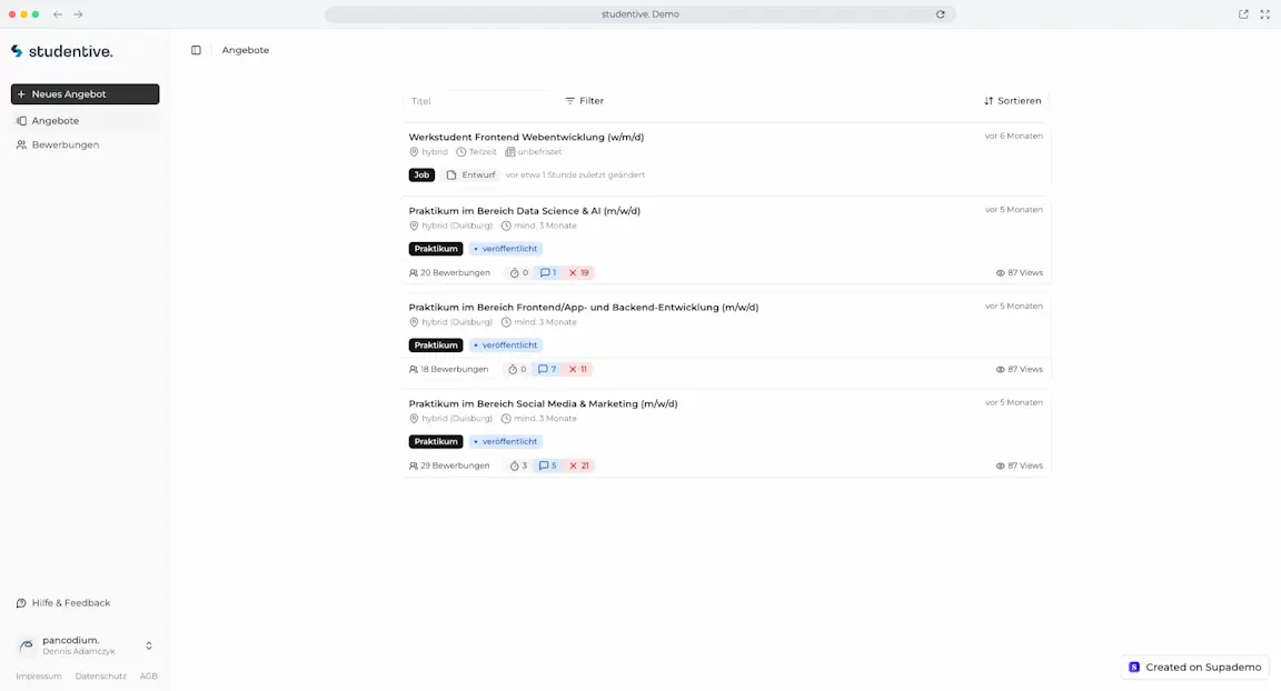 Studentive Business Demo